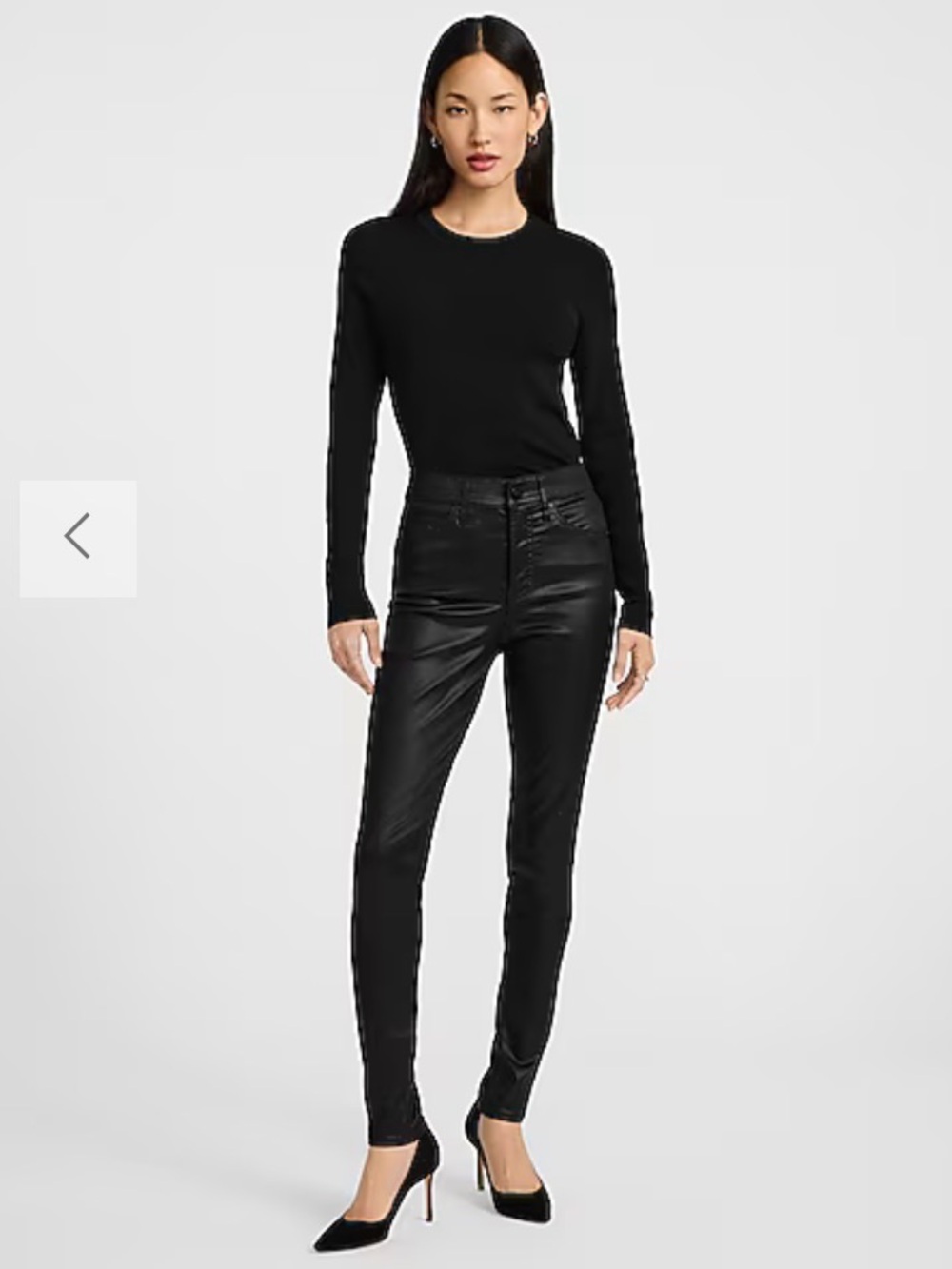 Express | High Waisted Skinny Black Coated Jeans In Hyper Stretch